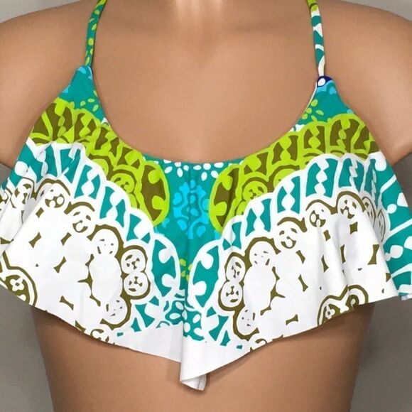 Nanette Lepore multicolored flutter bikini top. NWOT - Picture 2 of 8